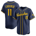 Milwaukee Brewers #11 Jackson Chourio Navy MWATKINS Alternate 2 Limited Jersey