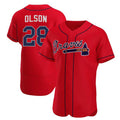 Atlanta Braves #28 Matt Olson Red MWATKINS Flex Base Stitched Jersey