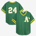 Oakland Athletics #24 Rickey Henderson Mitchell & Ness Green MWATKINS Authentic Batting Practice Jersey 2
