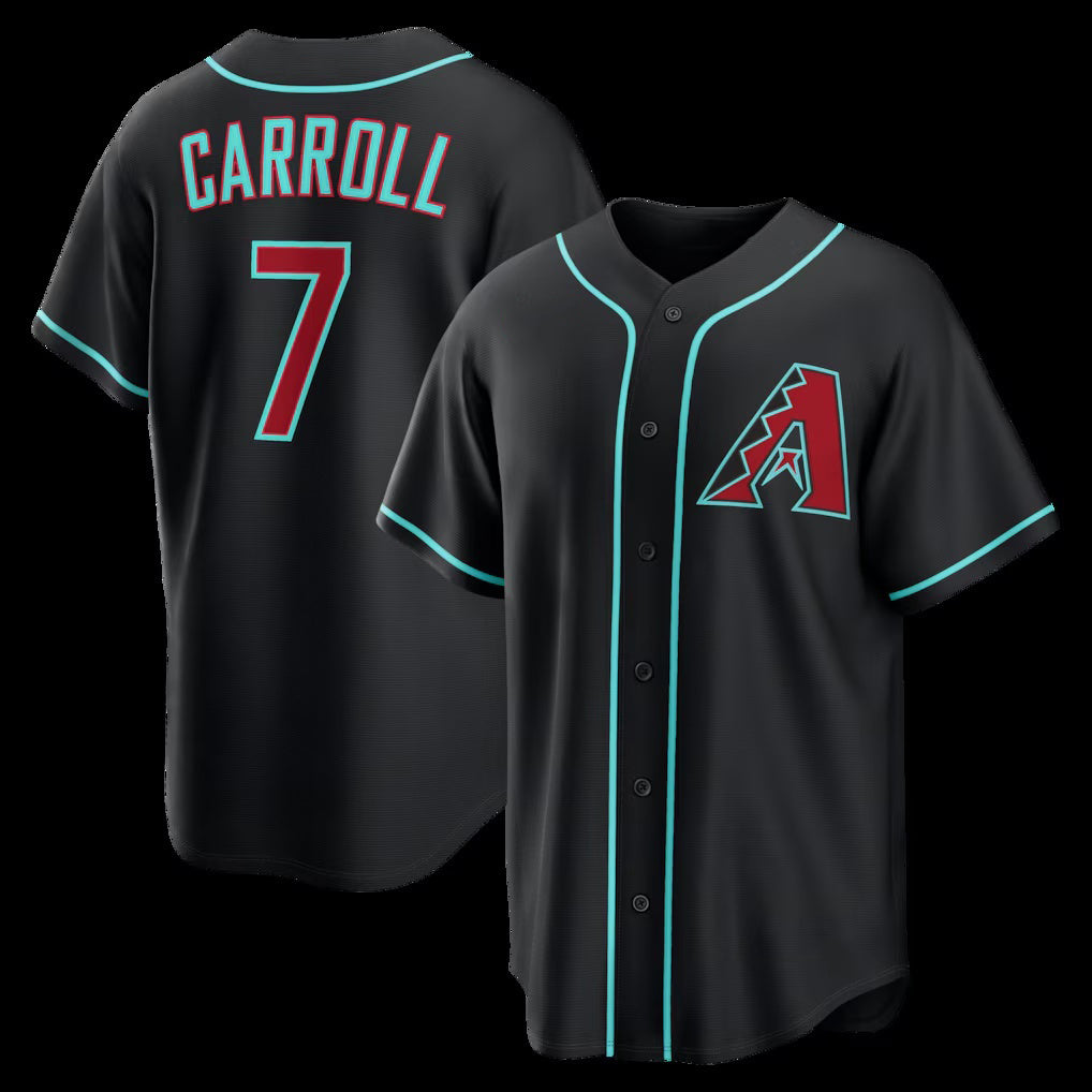 Arizona Diamondbacks #7 Corbin Carroll Black MWATKINS Alternate Replica Jersey