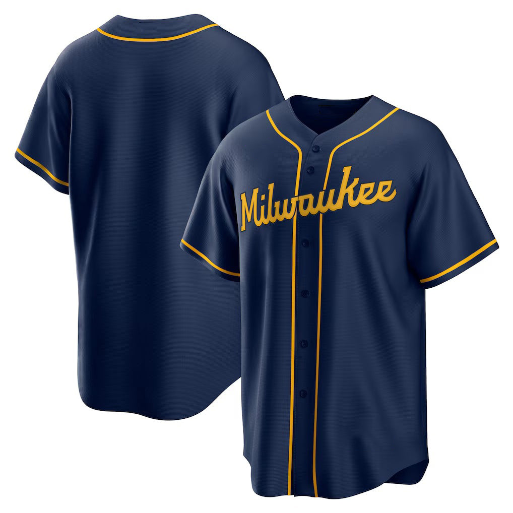 Milwaukee Brewers Navy MWATKINS Alternate Replica Team Jersey