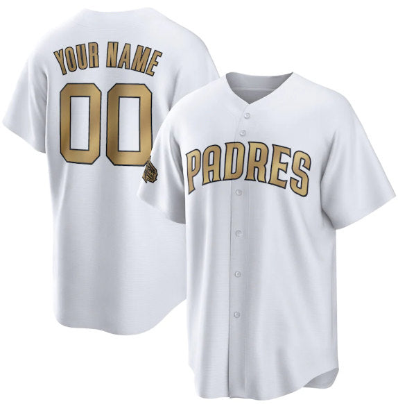 Custom San Diego Padres Active Player White MWATKINS 2022 All-Star Cool Base Stitched Jersey