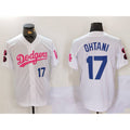 Los Angeles Dodgers #17 Shohei Ohtani White Pink MWATKINS Vin & Kobe Patch Stitched Jersey1