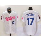 Los Angeles Dodgers #17 Shohei Ohtani White Pink MWATKINS Vin & Kobe Patch Stitched Jersey1
