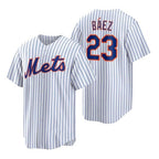 New York Mets #23 Javier Baez White MWATKINS Replica Home Jersey