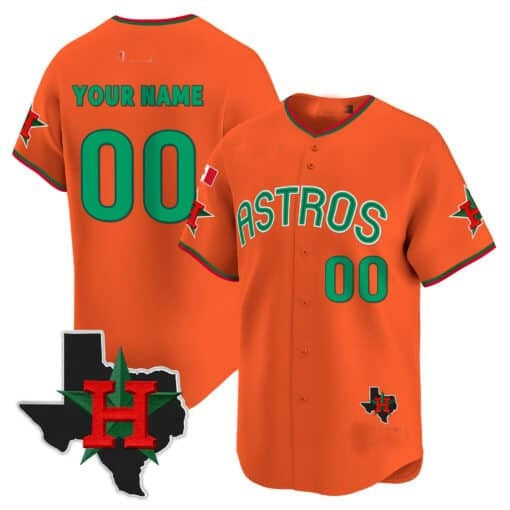 Custom Houston Astros Mexico Texas Patch Vapor Premier Limited Jersey V3 ¨C Orange MWATKINS