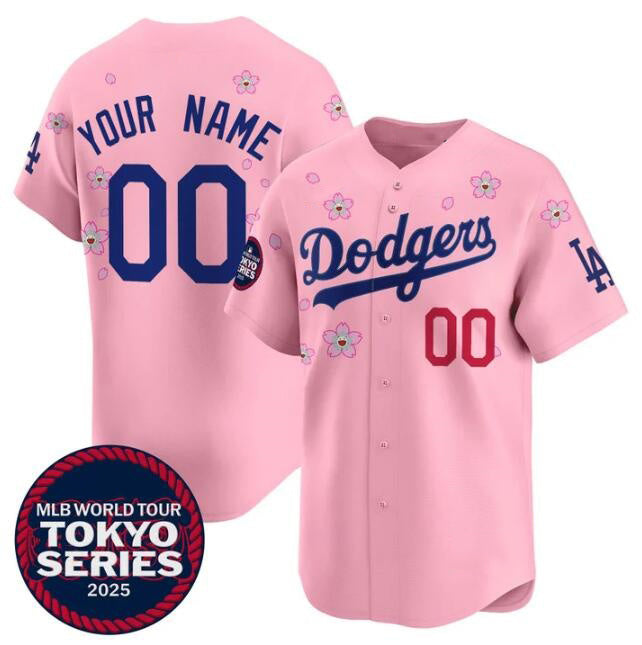 Custom Los Angeles Dodgers Active Player Pink MWATKINS 2025 Tokyo Series Limited Stitched Jersey