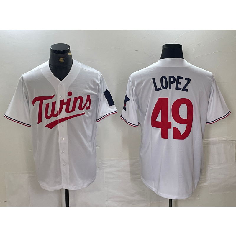Minnesota Twins #49 Pablo Lopez White MWATKINS Stitched Cool Base Jersey