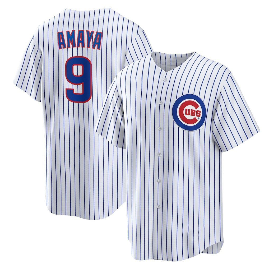 Chicago Cubs #9 Miguel Amaya White MWATKINS Home Replica Jersey