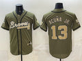 Atlanta Braves #13 Ronald Acuna Jr. Olive MWATKINS 2026 Armed Forces Day Stitched Jersey