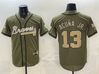 Atlanta Braves #13 Ronald Acuna Jr. Olive MWATKINS 2026 Armed Forces Day Stitched Jersey