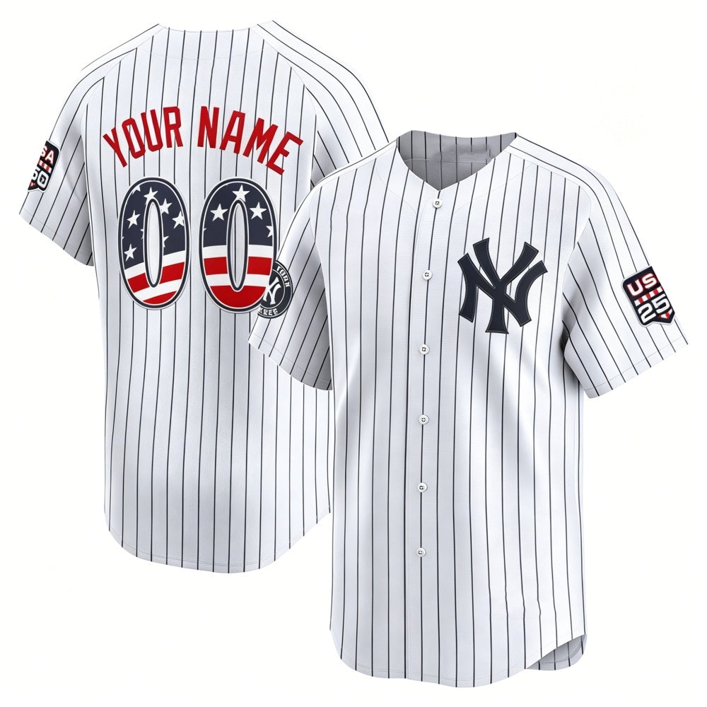 Custom New York Yankees White MWATKINS USA 250 Fourth of July Limited Stitched Jersey