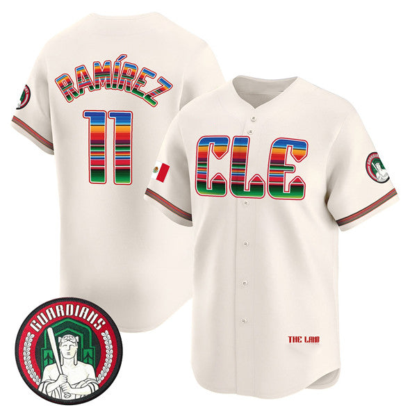Cleveland Guardians #11 Jos¨¦ Ram¨ªrez Cream MWATKINS Mexico Vapor Premier Limited Stitched Jersey
