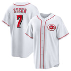 Cincinnati Reds #7 Spencer Steer White MWATKINS Home Replica Jersey