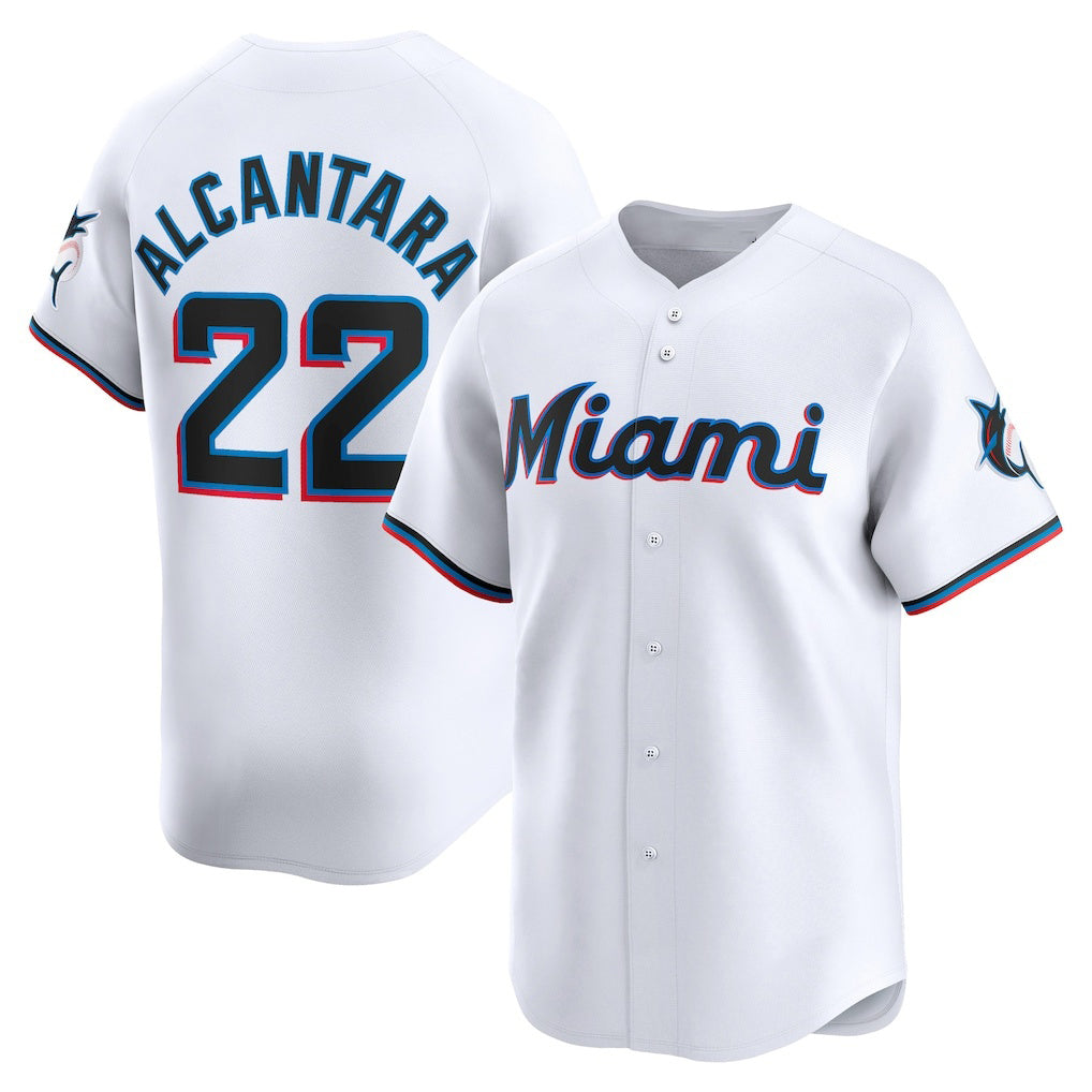 Miami Marlins #22 Sandy Alcantara White MWATKINS Home Limited Player Jersey