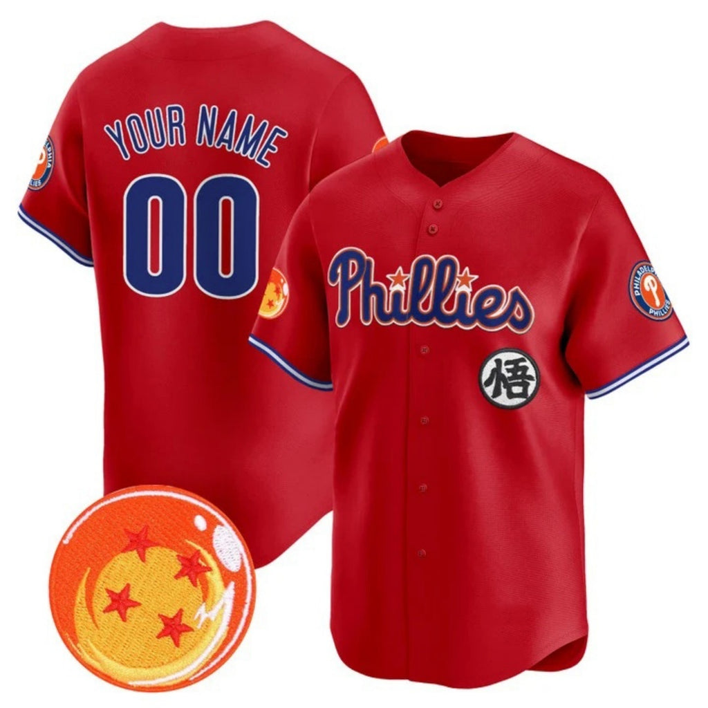 Custom Philadelphia Phillies x Dragon Ball Red MWATKINS Vapor Premier Limited Jersey - All Stitched