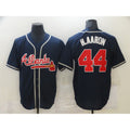 Atlanta Braves #44 Hank Aaron Navy Blue MWATKINS Stitched Cool Base Jersey