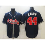 Atlanta Braves #44 Hank Aaron Navy Blue MWATKINS Stitched Cool Base Jersey