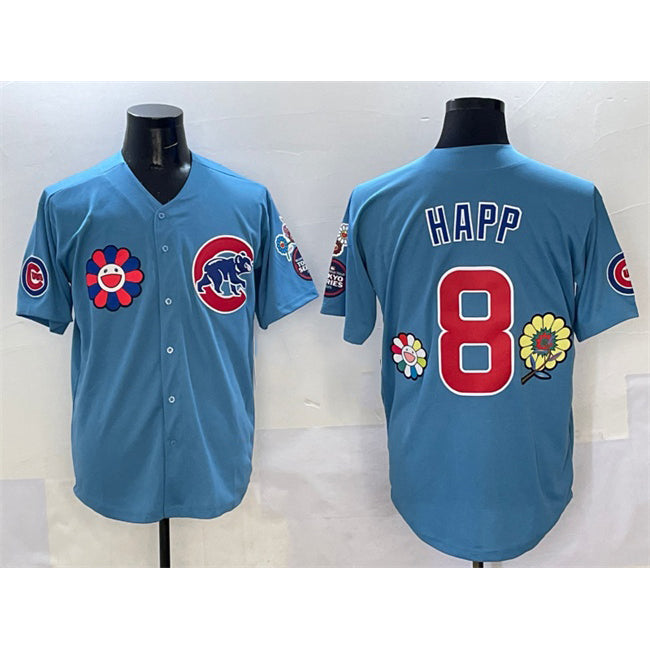 Chicago Cubs #8 Ian Happ Blue MWATKINS 2025 Tokyo Series 2nd Alternate Limited Stitched Jersey