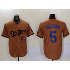 Los Angeles Dodgers #5 Freddie Freeman Number Olive MWATKINS Cool Base Limited Stitched Jerseys