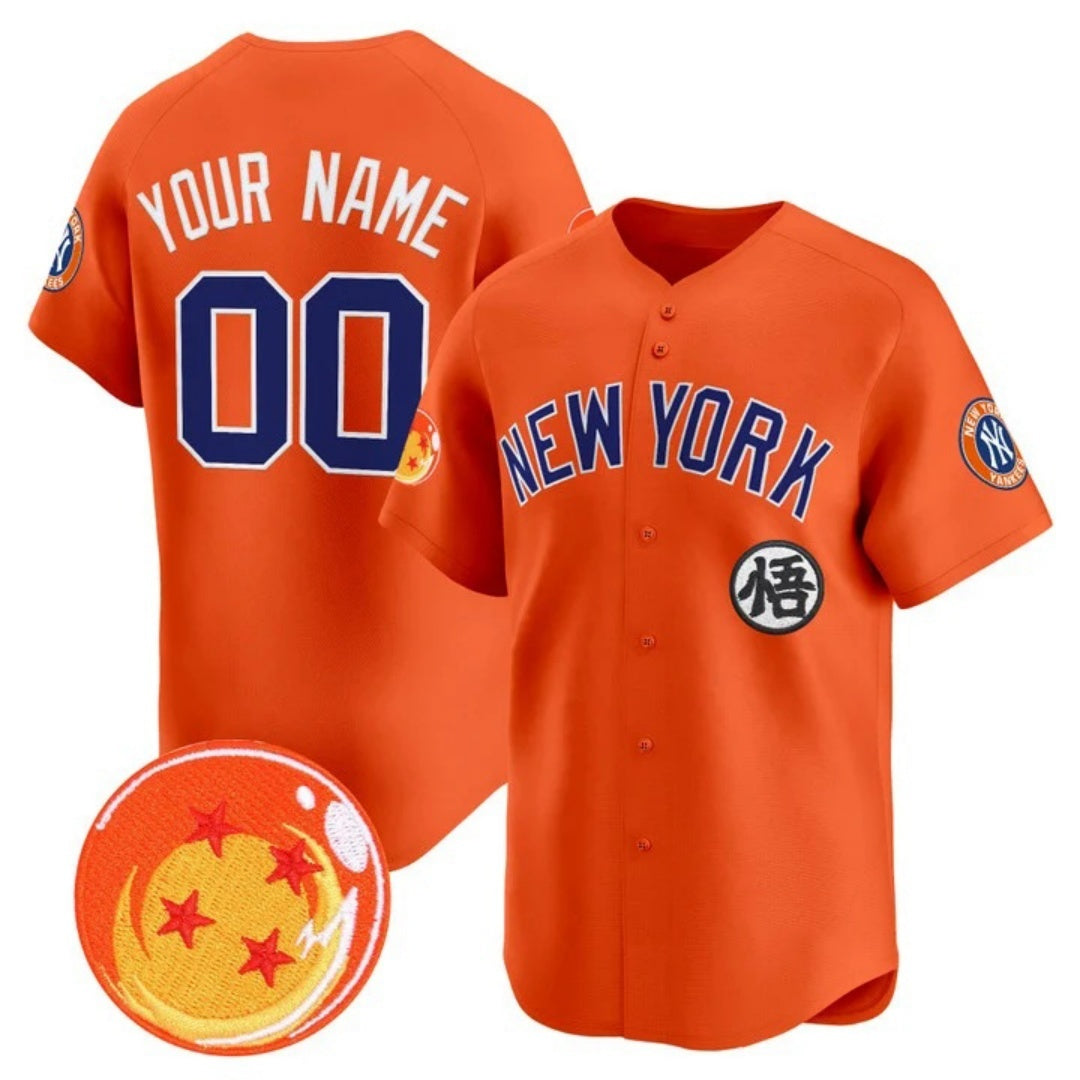 Custom New York Yankees x Dragon Ball Orange MWATKINS Vapor Premier Limited Jersey - All Stitched