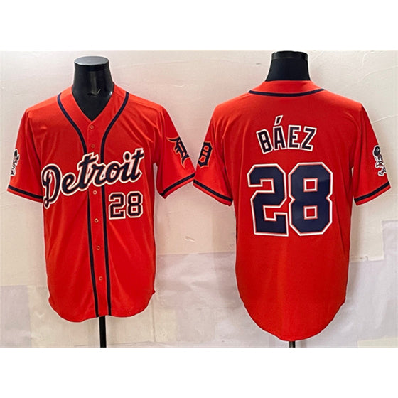 Detroit Tigers #28 Javier B¨¢ez Orange MWATKINS With Patch Vapor Premier Limited Stitched Jersey