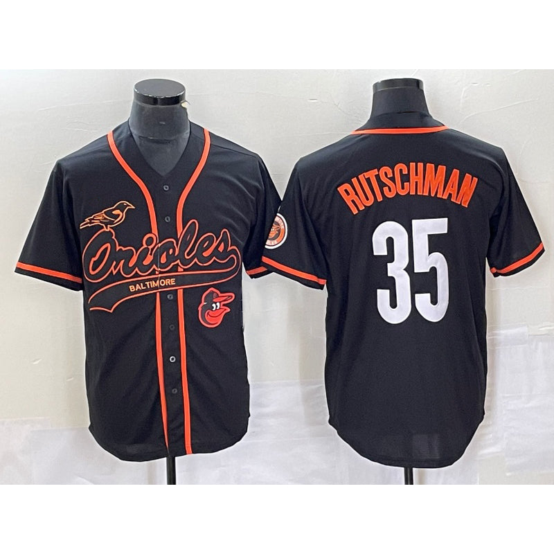 Baltimore Orioles #35 Adley Rutschman Black MWATKINS With Patch Cool Base Stitched Jersey