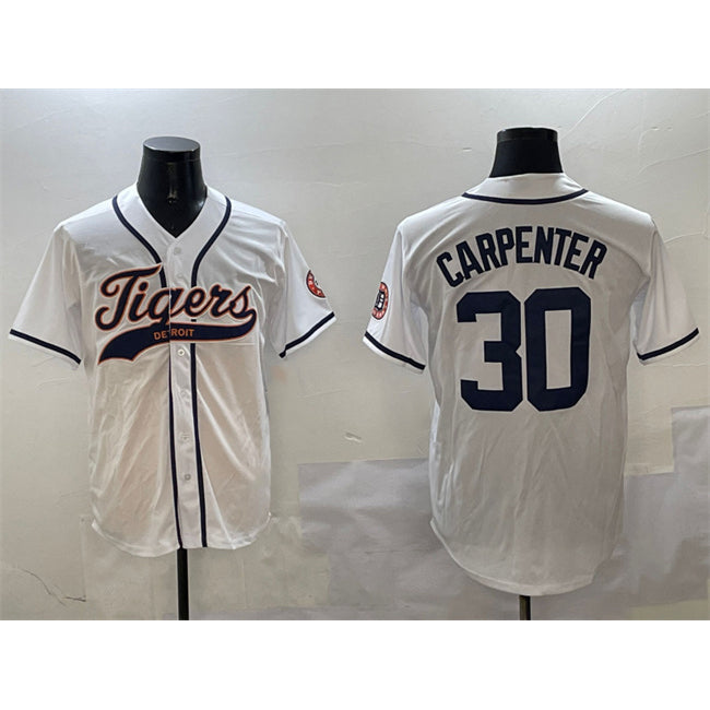 Detroit Tigers #30 Kerry Carpenter White MWATKINS With Patch Cool Base Stitched Jersey
