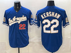 Los Angeles Dodgers #22 Clayton Kershaw Royal MWATKINS 2026 Gold Collection 9x & B2B Champs Patch Stitched Jersey