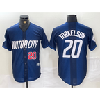 Detroit Tigers #20 Spencer Torkelson Number 2024 Navy MWATKINS City Connect Cool Base Limited Stitched Jersey