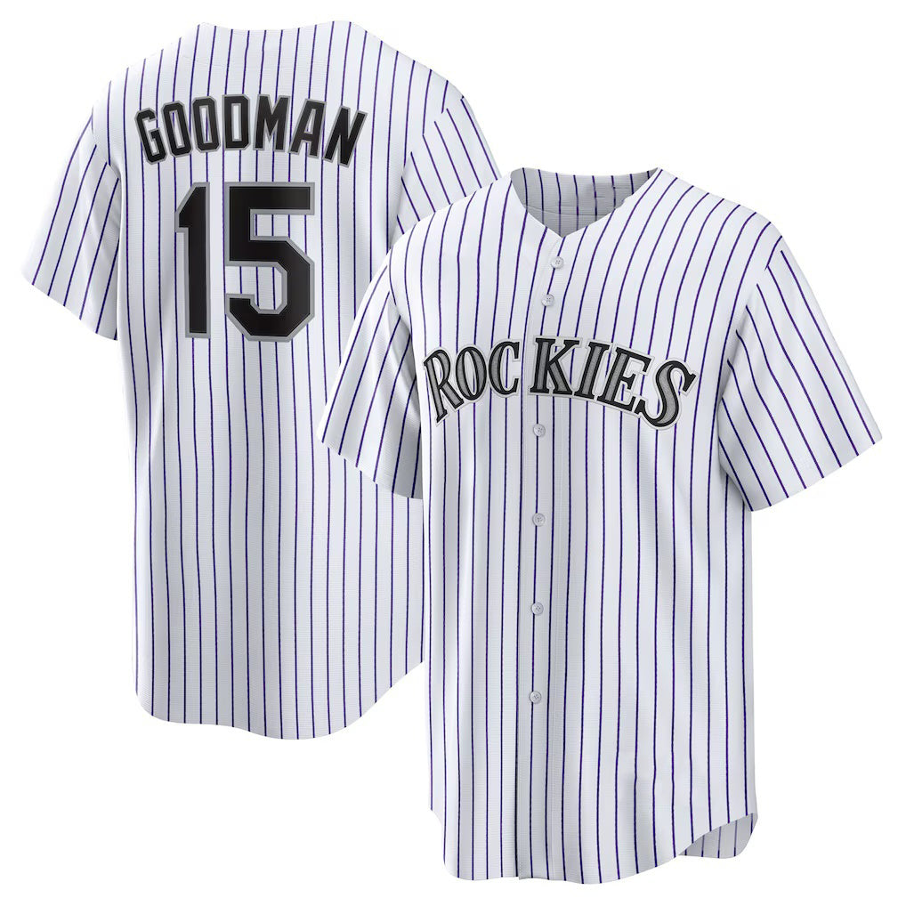 Colorado Rockies #15 Hunter Goodman White MWATKINS Home Replica Jersey