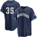 Chicago Cubs #35 Justin Steele Navy MWATKINS City Connect Jersey