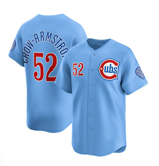 Chicago Cubs #52 Pete Crow-Armstrong 2024-25 Blue MWATKINS 2nd Alternate Limited Stitched Jersey