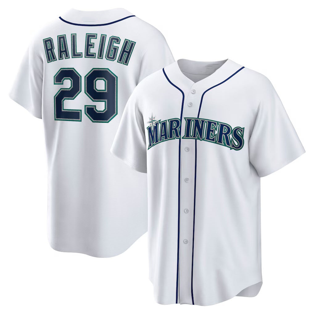 Seattle Mariners #29 Cal Raleigh White MWATKINS Home Replica Player Jersey