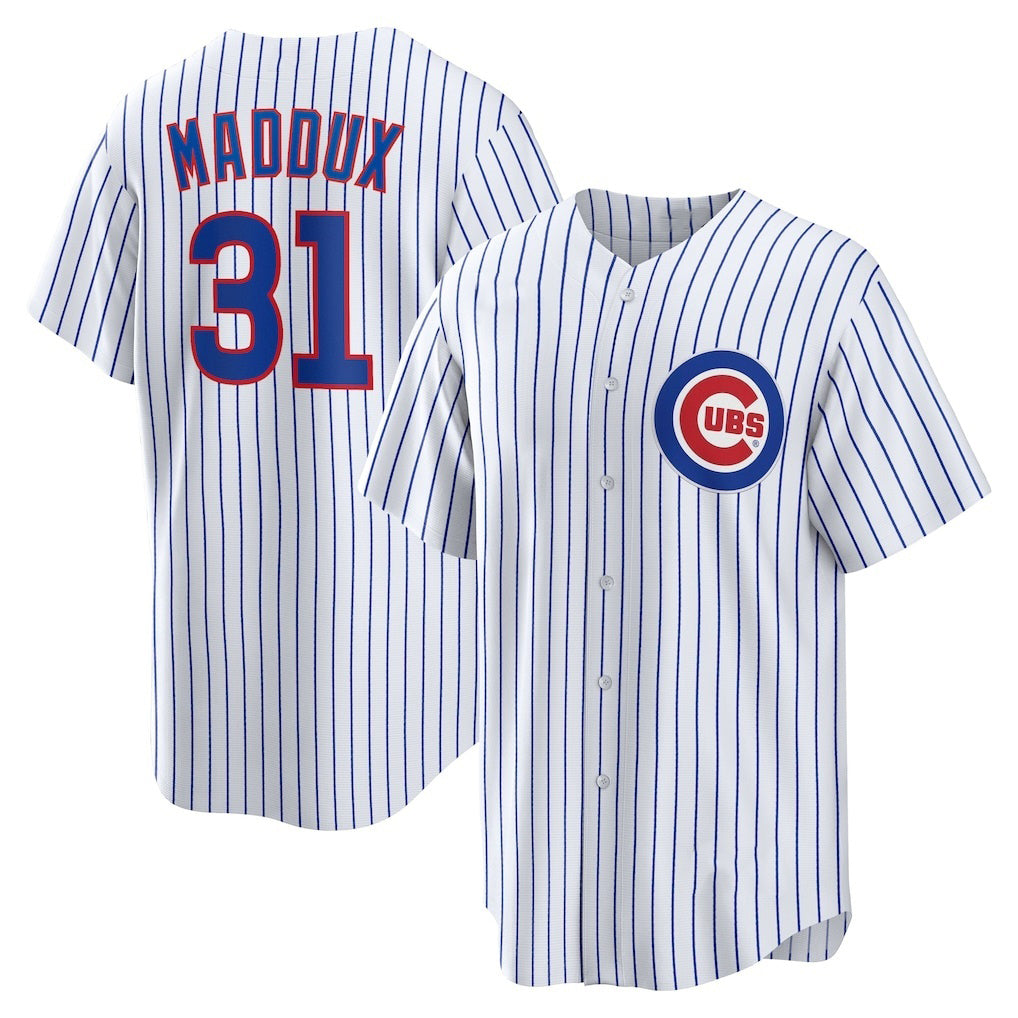 Chicago Cubs #31 Greg Maddux White MWATKINS Home Retired Player Replica Jersey