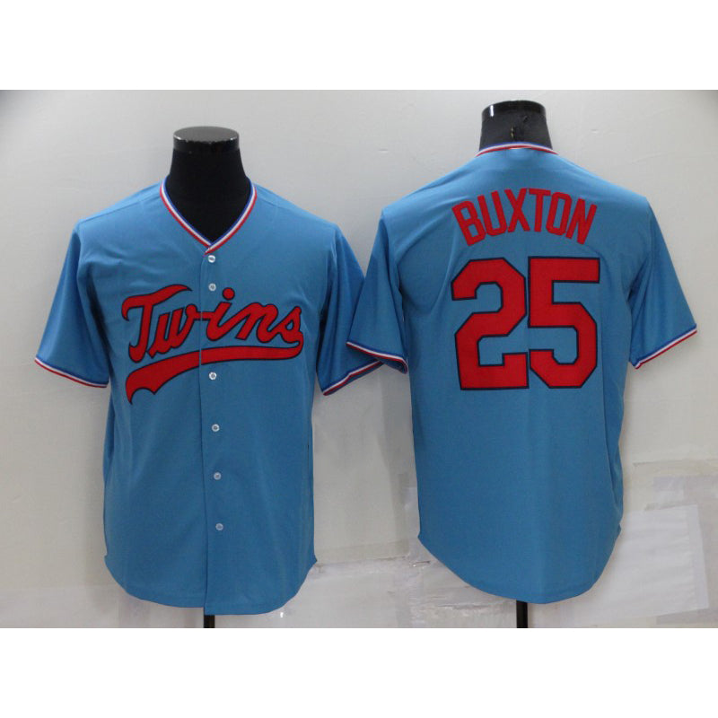 Minnesota Twins #25 Byron Buxton Light Blue MWATKINS Pullover Throwback Cooperstown Jersey
