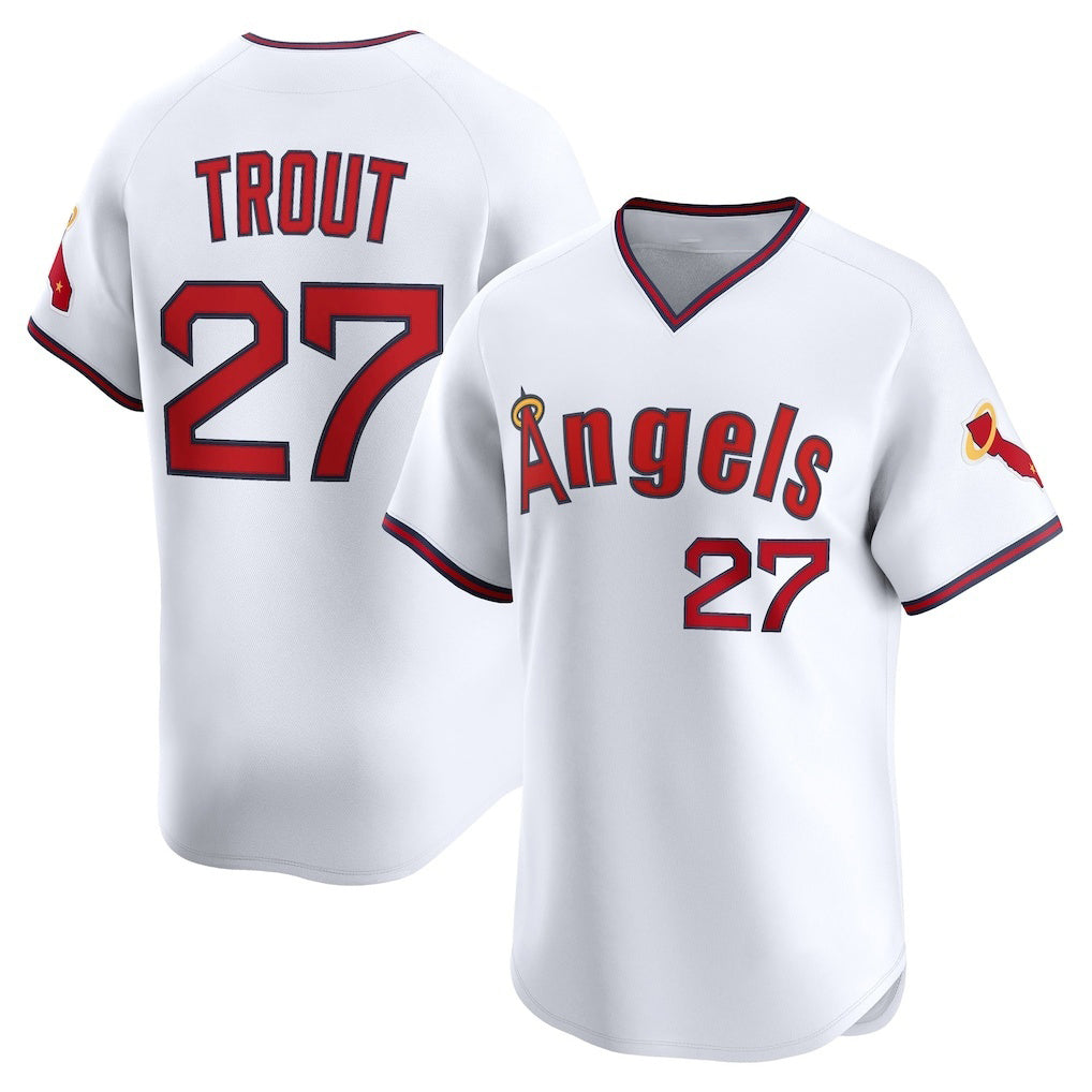 Los Angeles Angels #27 Mike Trout White MWATKINS Alternate Limited Jersey