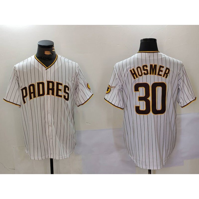 San Diego Padres #30 Eric Hosmer White MWATKINS Stitched Cool Base Jersey 2