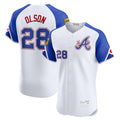 Atlanta Braves #28 Matt Olson White MWATKINS City Connect Elite Jersey 2