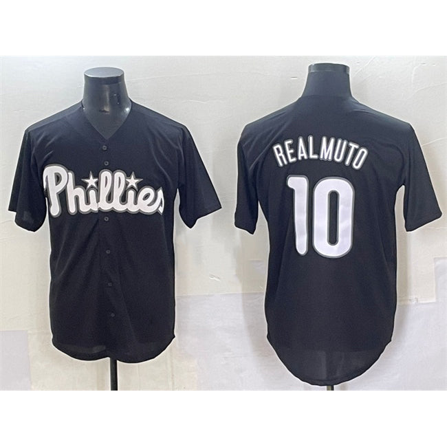 Philadelphia Phillies #10 J.T. Realmuto Black MWATKINS Lights Out Limited Stitched Jersey