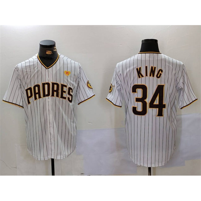 San Diego Padres #34 Michael King White MWATKINS With PS Patch Cool Base Stitched Jersey
