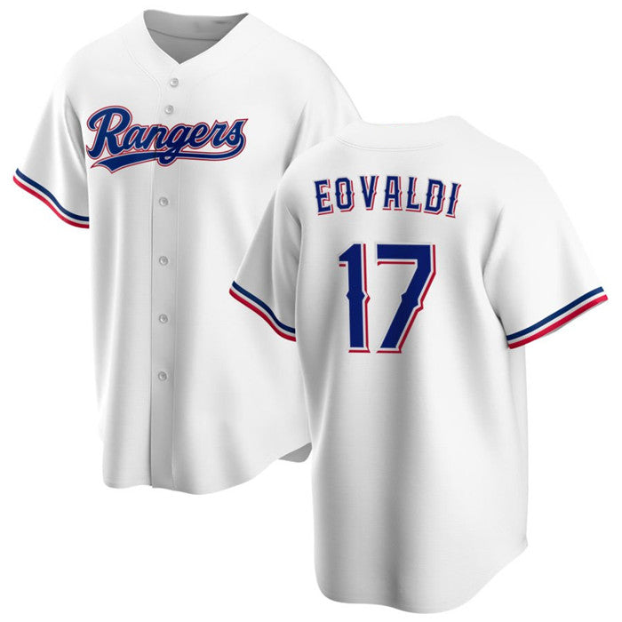 Texas Rangers #17 Nathan Eovaldi White MWATKINS Cool Base Stitched Jersey