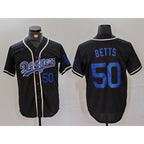 Los Angeles Dodgers #50 Mookie Betts Number Black MWATKINS Cool Base With Patch Stitched Jerseys