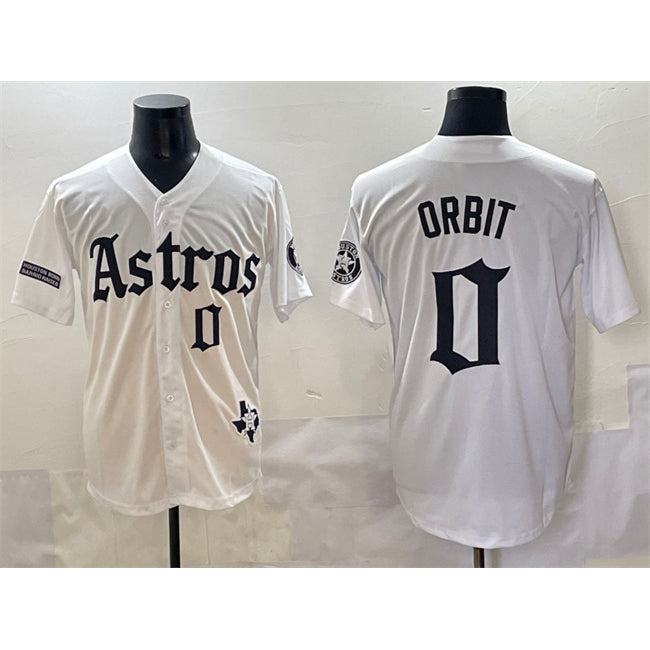 Houston Astros #0 Orbit White MWATKINS Gothic 'Houston Born Barrio Raised' Limited Stitched Jersey