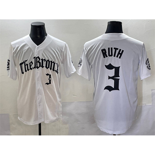 New York Yankees #3 Babe Ruth White MWATKINS 'Gothic Legacy Edition' Vapor Premier Limited Stitched Jersey