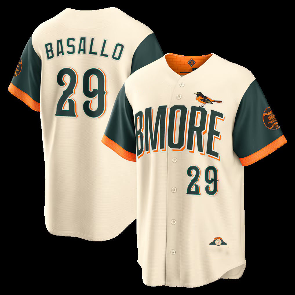 Baltimore Orioles #29 Samuel Basallo Natural MWATKINS 2026 City Connect Stadium Jersey