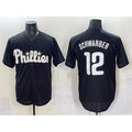 Philadelphia Phillies #12 Kyle Schwarber Black MWATKINS Lights Out Limited Stitched Jersey