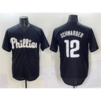 Philadelphia Phillies #12 Kyle Schwarber Black MWATKINS Lights Out Limited Stitched Jersey
