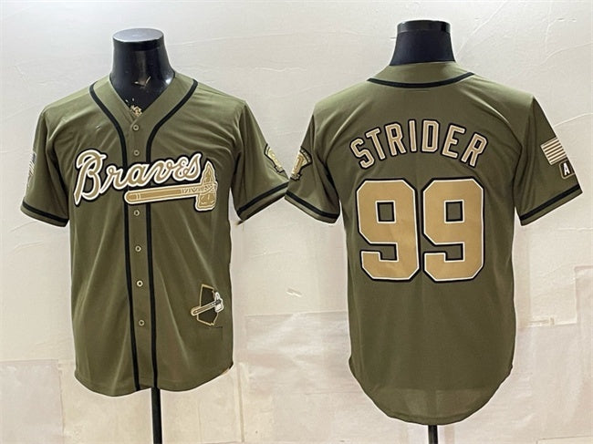 Atlanta Braves #99 Spencer Strider Olive MWATKINS 2026 Armed Forces Day Stitched Jersey