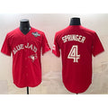 Toronto Blue Jays #4 George Springer Red MWATKINS 2025 World Series Cool Base Stitched Jersey